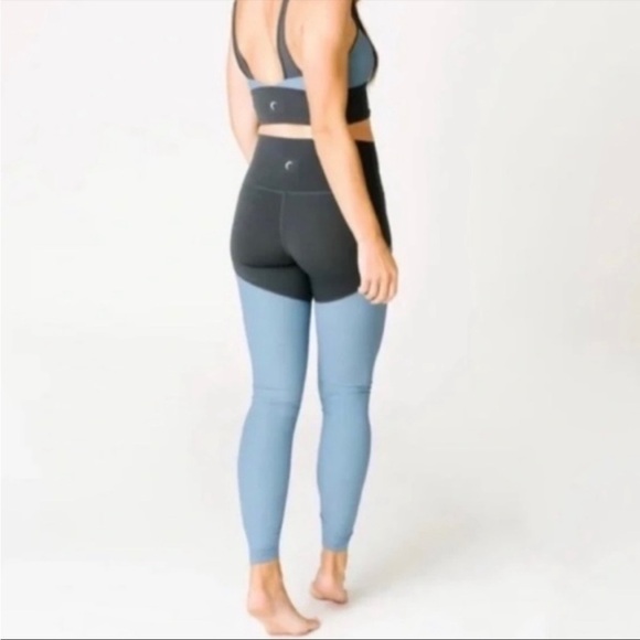Zyia Active HR Storm Parallel Luxe Blue Gray Ruching Leggings Dance Yoga Block - Picture 1 of 12